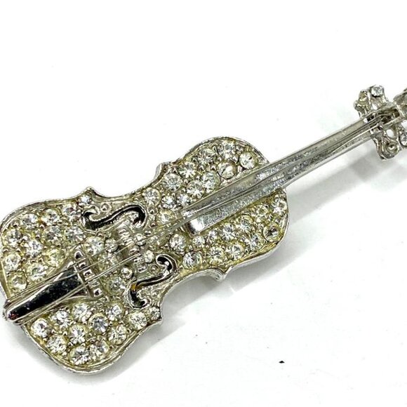 Vintage Rhinestone Violin Brooch - Picture 2 of 3
